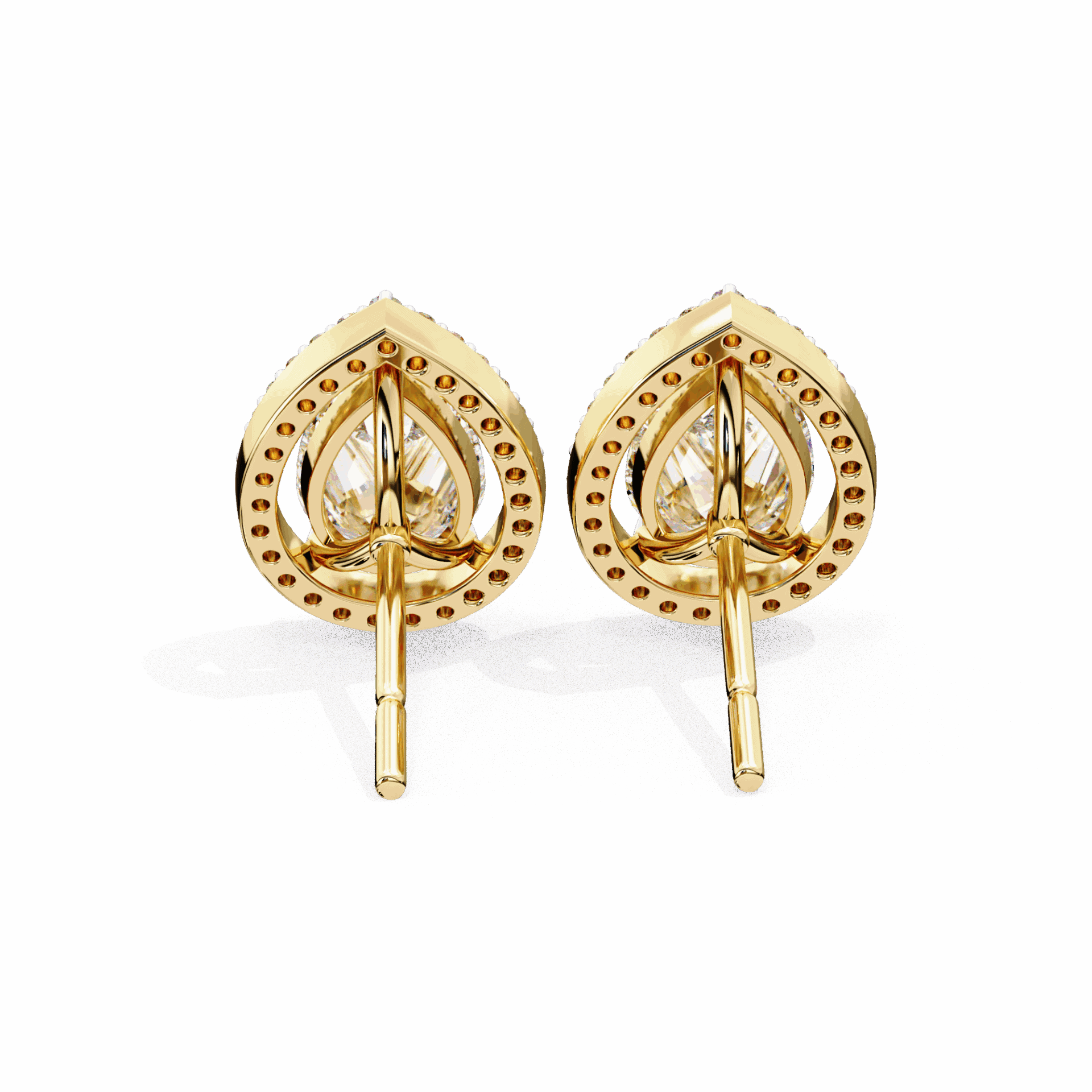 0.8 Carat Pear and Round Halo Stud Earrings in Moissanite | House of Estara