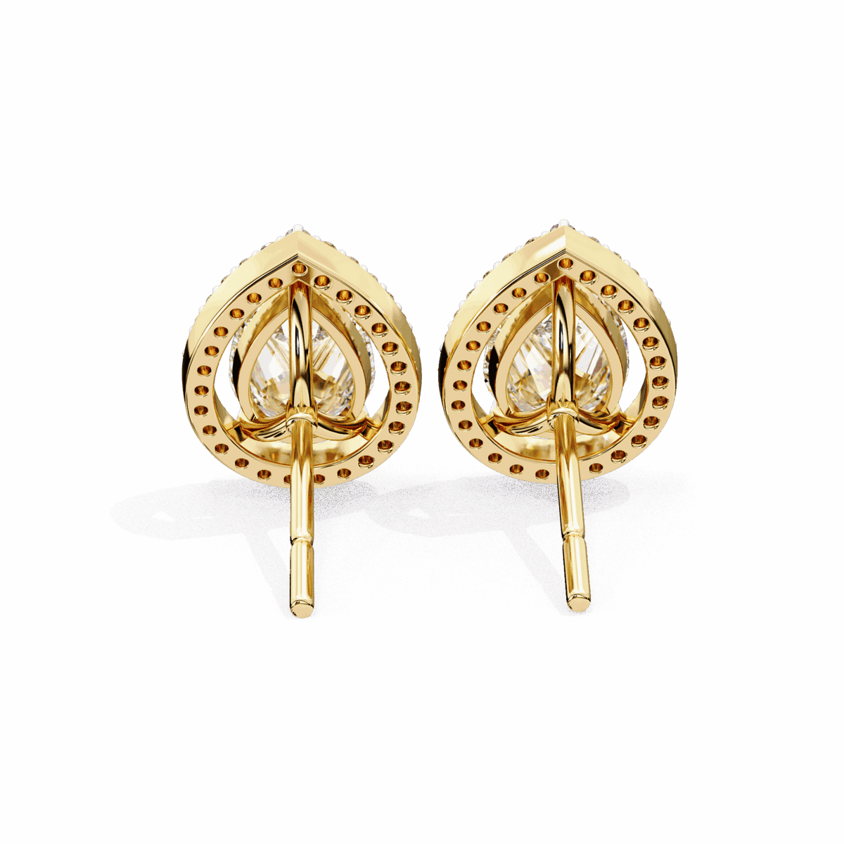 0.8 Carat Pear and Round Halo Stud Earrings in Moissanite | House of Estara