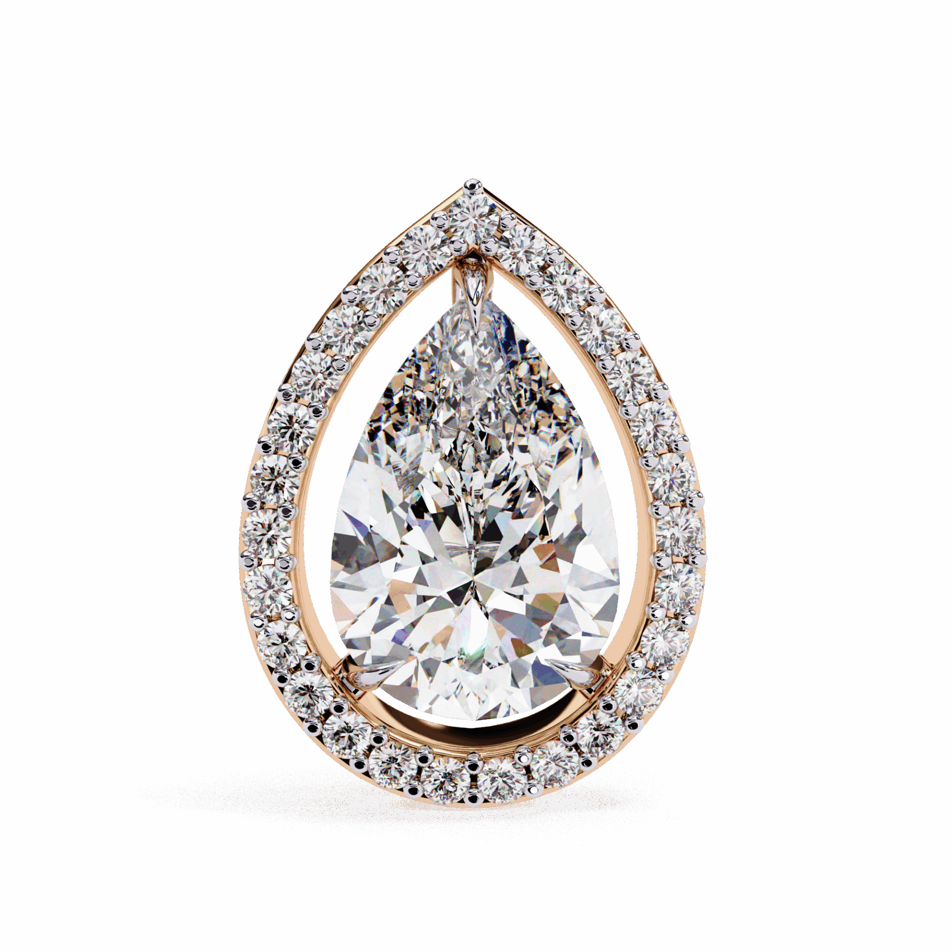 0.8 Carat Pear and Round Halo Stud Earrings in Moissanite | House of Estara