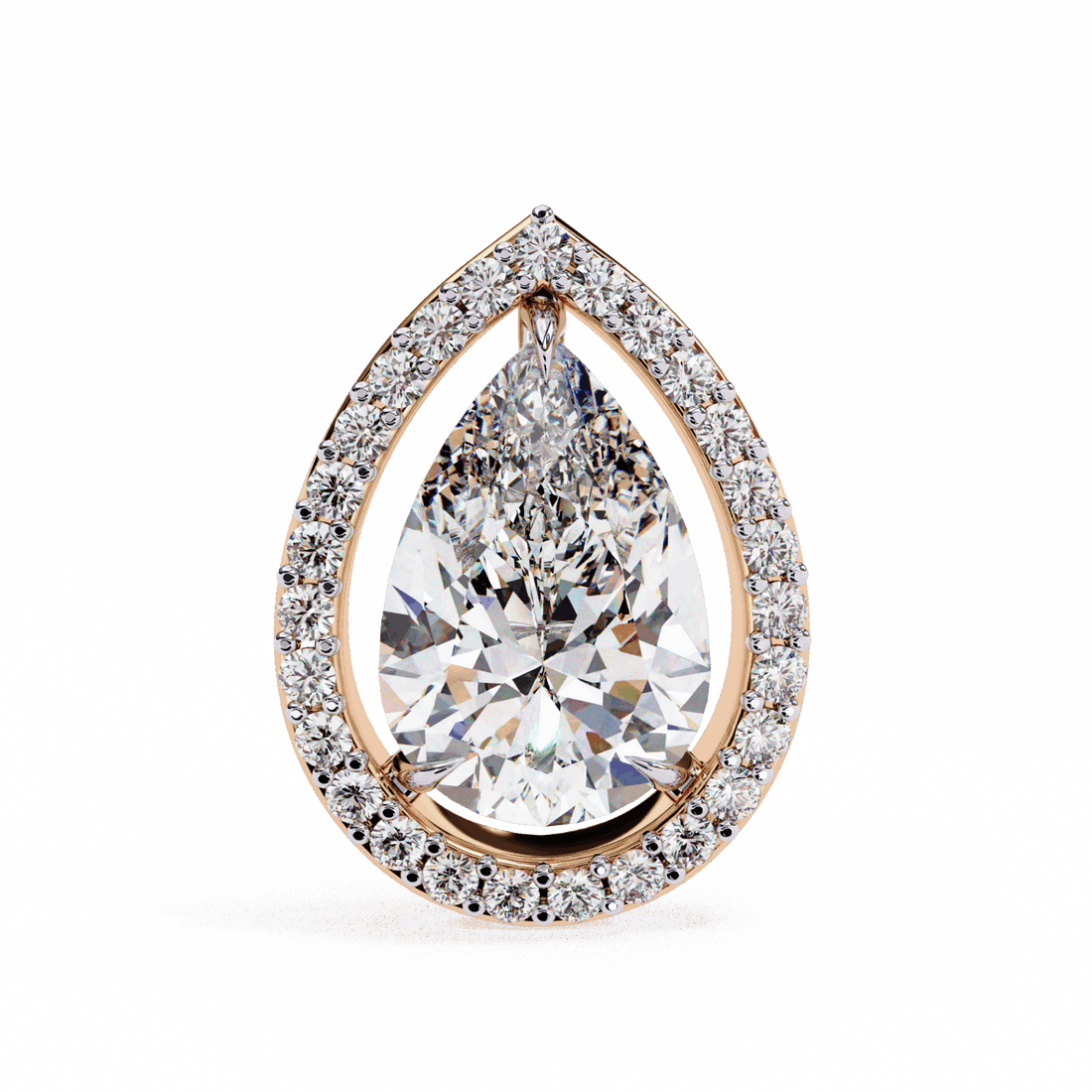 0.8 Carat Pear and Round Halo Stud Earrings in Moissanite | House of Estara