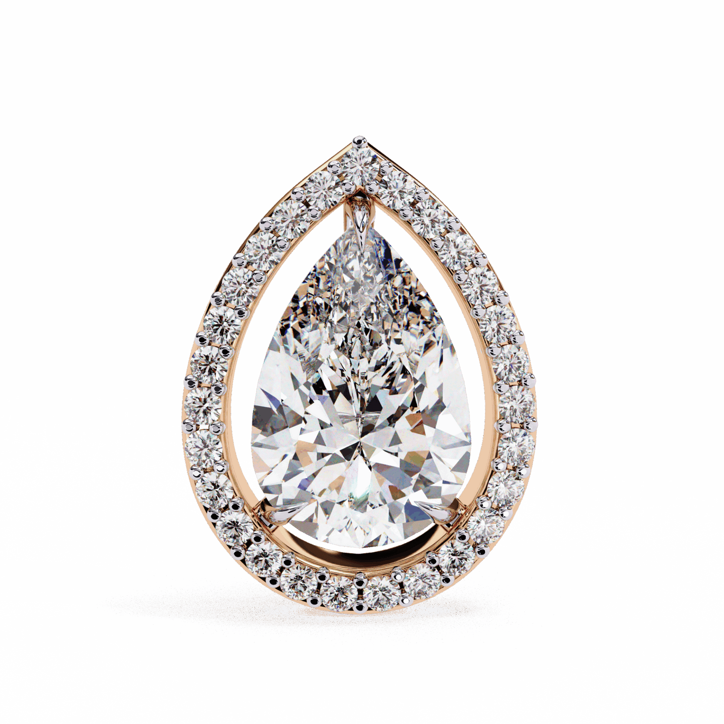 0.8 Carat Pear and Round Halo Stud Earrings in Moissanite | House of Estara