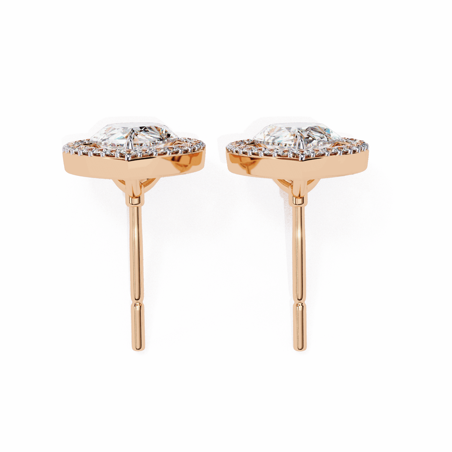 0.8 Carat Pear and Round Halo Stud Earrings in Moissanite | House of Estara