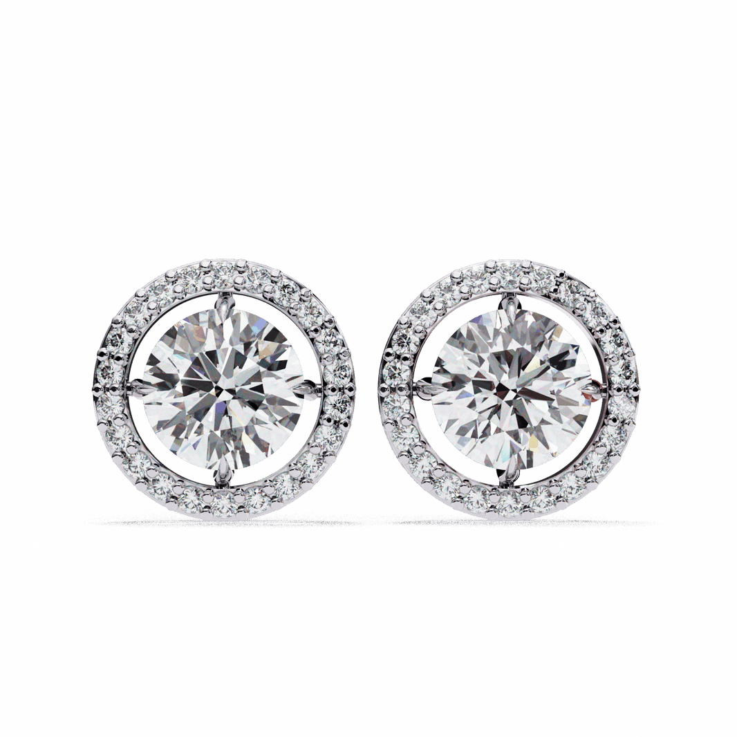 0.9 Carat Modern Round Duo Hoop Earrings in Moissanite | House of Estara