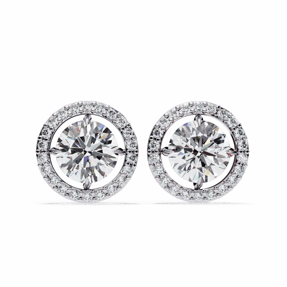 Round Cathedral Halo Stud Earrings