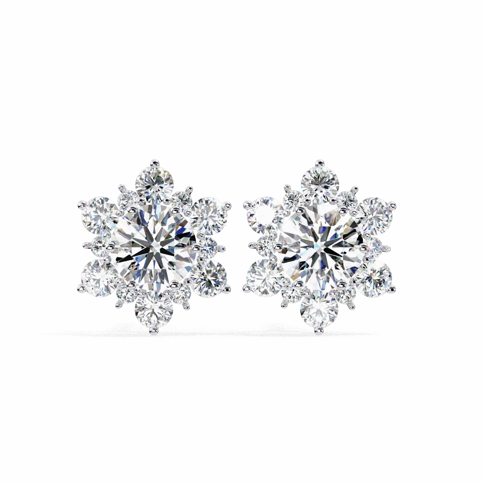 1.5 Carat Minimal Round Trio Stud Earrings in Moissanite | House of Estara