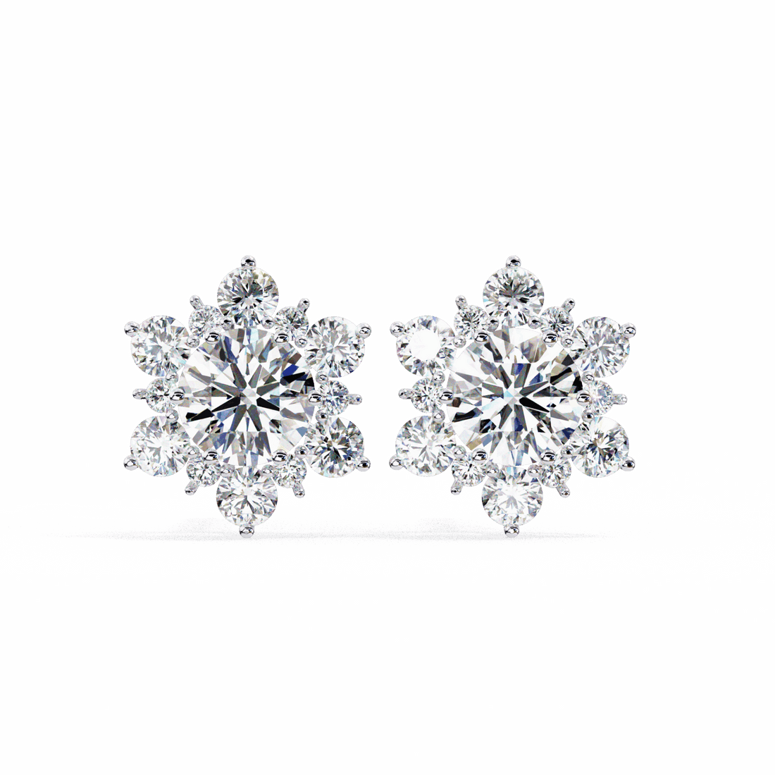1.5 Carat Minimal Round Trio Stud Earrings in Moissanite | House of Estara