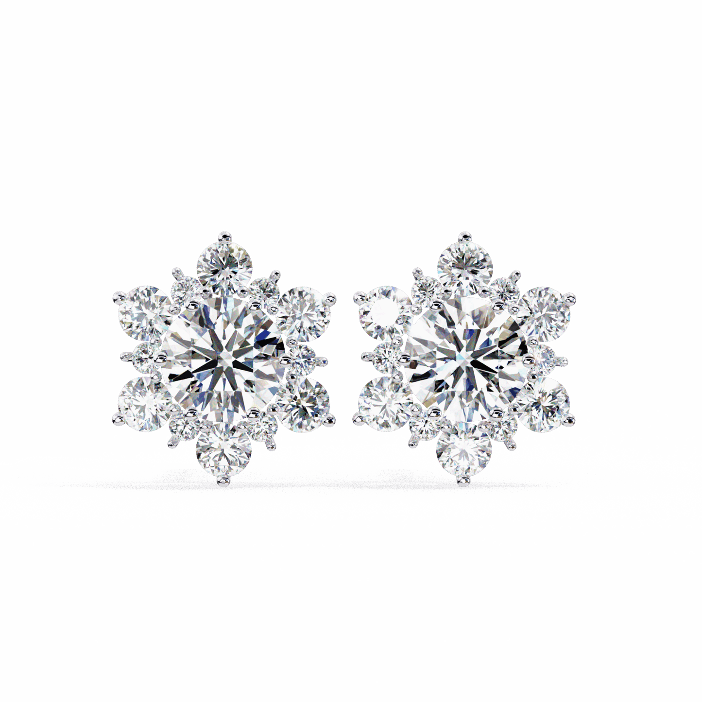 1.5 Carat Minimal Round Trio Stud Earrings in Moissanite | House of Estara