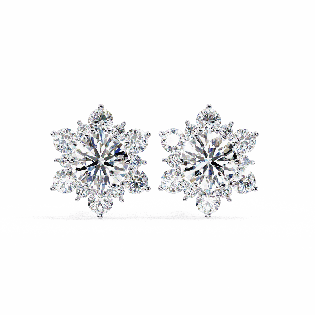 1.5 Carat Minimal Round Trio Stud Earrings in Moissanite | House of Estara