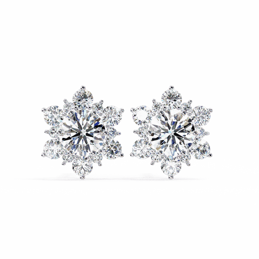 1.5 Carat Minimal Round Trio Stud Earrings in Moissanite | House of Estara
