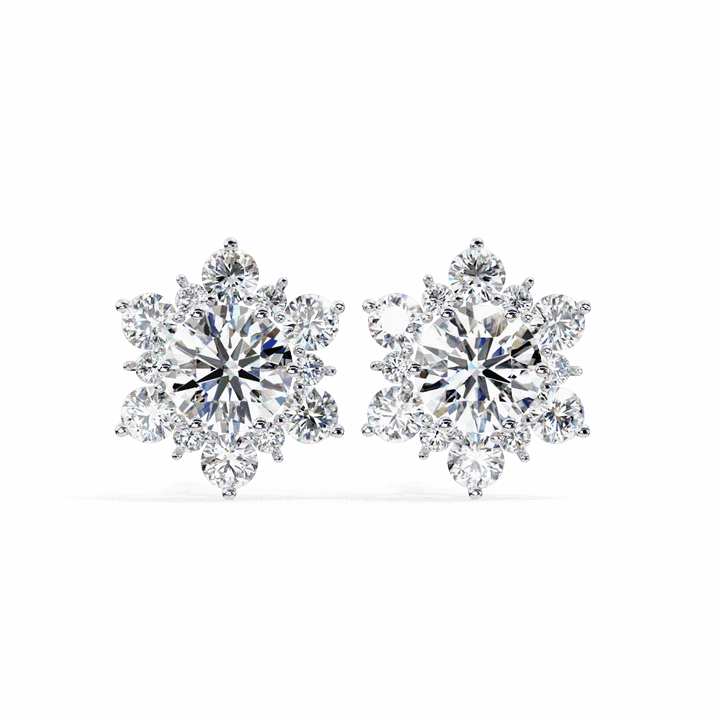 1.5 Carat Minimal Round Trio Stud Earrings in Moissanite | House of Estara