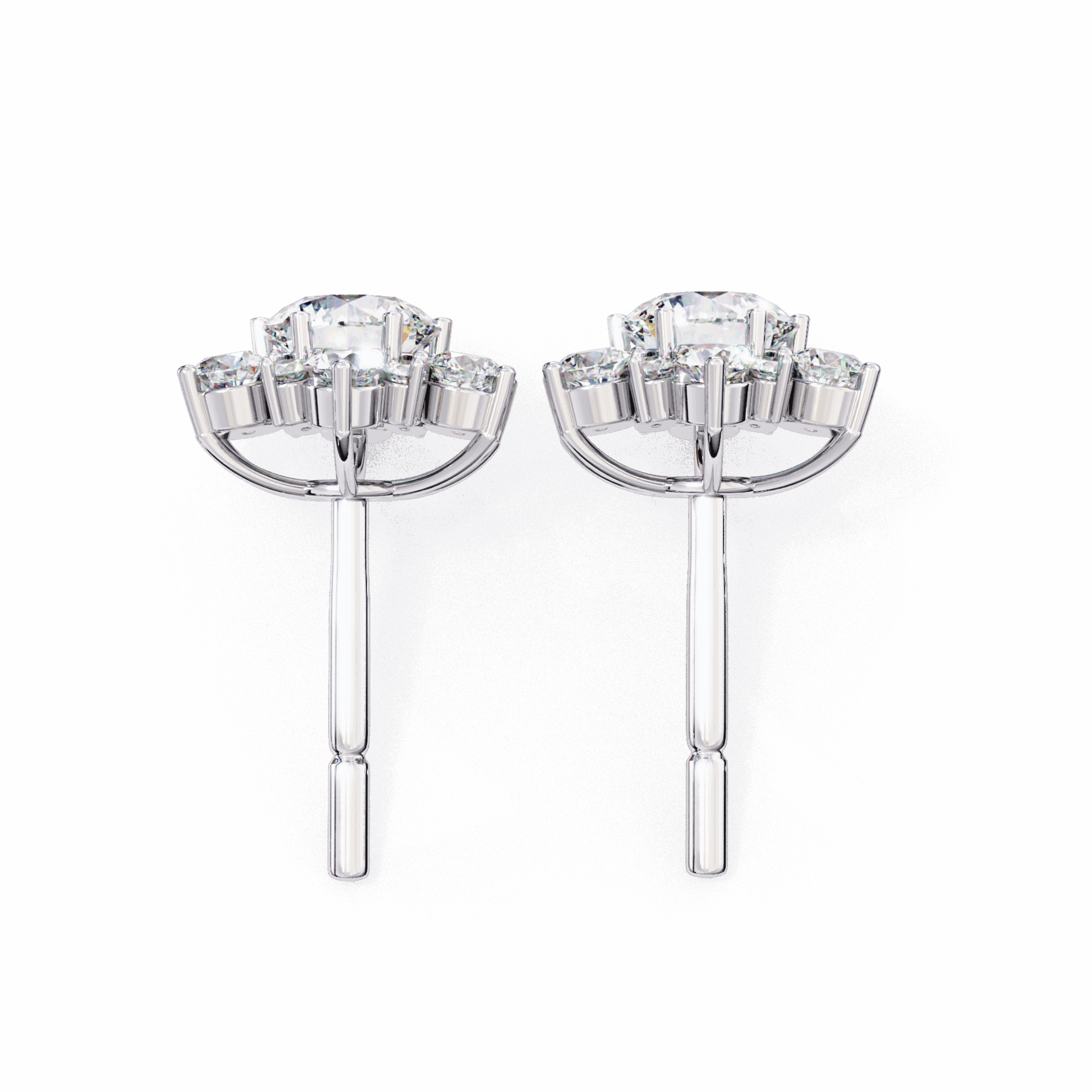 1.5 Carat Minimal Round Trio Stud Earrings in Moissanite | House of Estara