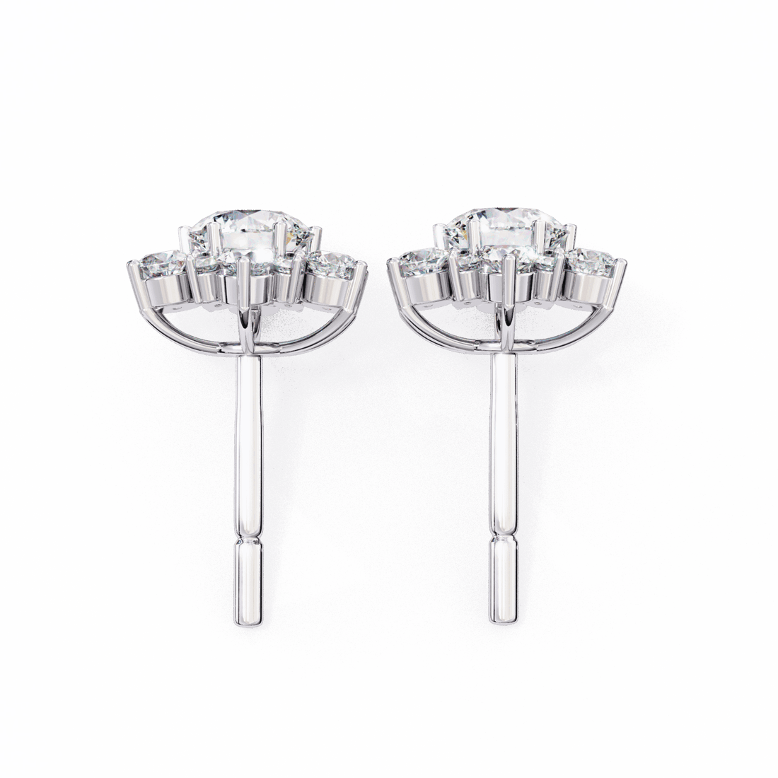 1.5 Carat Minimal Round Trio Stud Earrings in Moissanite | House of Estara