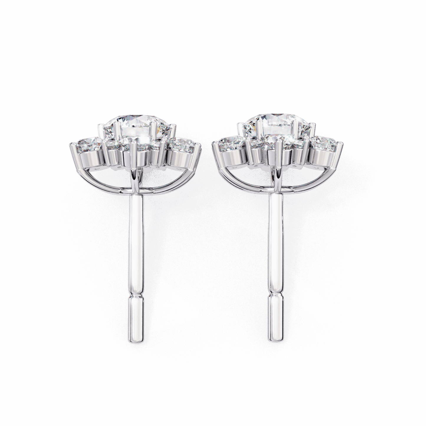 1.5 Carat Minimal Round Trio Stud Earrings in Moissanite | House of Estara
