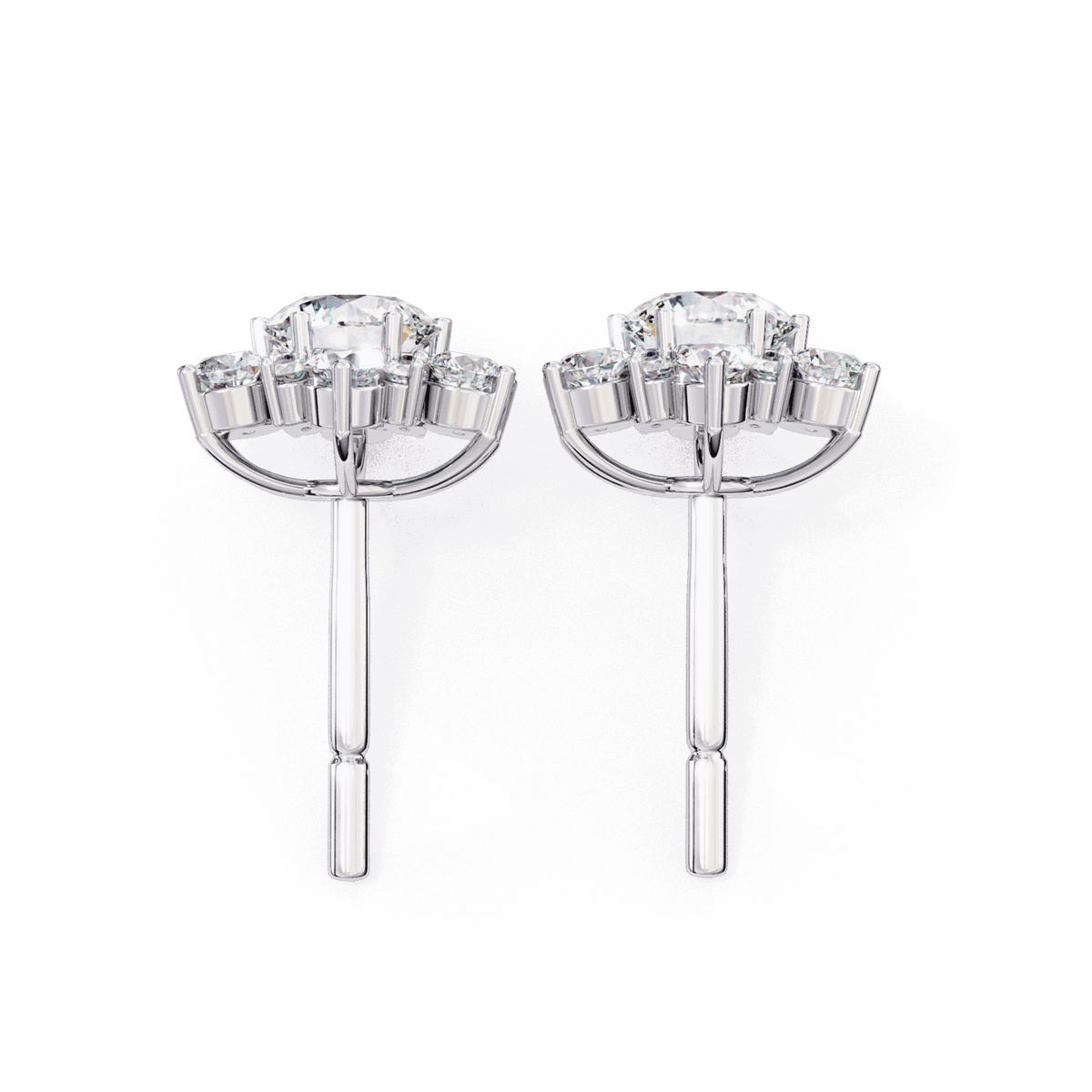 1.5 Carat Minimal Round Trio Stud Earrings in Moissanite | House of Estara