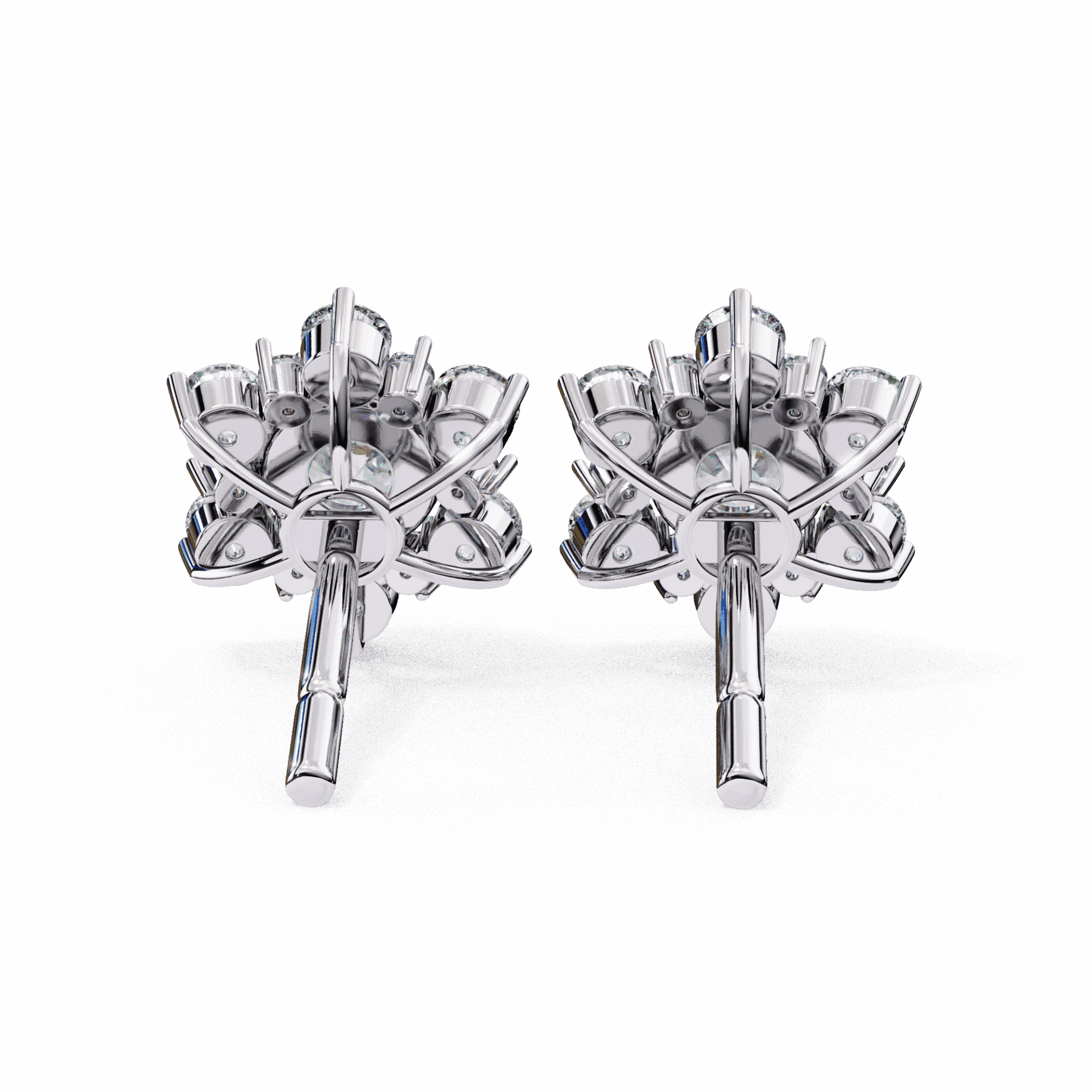 1.5 Carat Minimal Round Trio Stud Earrings in Moissanite | House of Estara