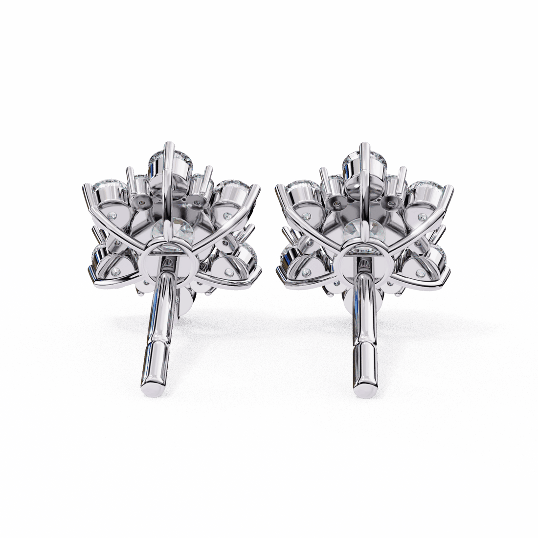 1.5 Carat Minimal Round Trio Stud Earrings in Moissanite | House of Estara