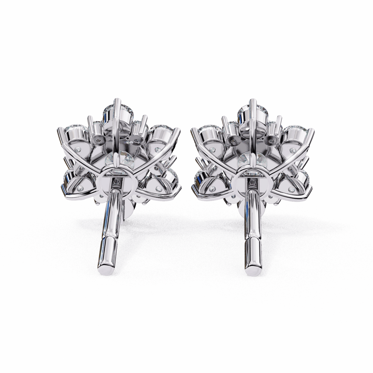 1.5 Carat Minimal Round Trio Stud Earrings in Moissanite | House of Estara