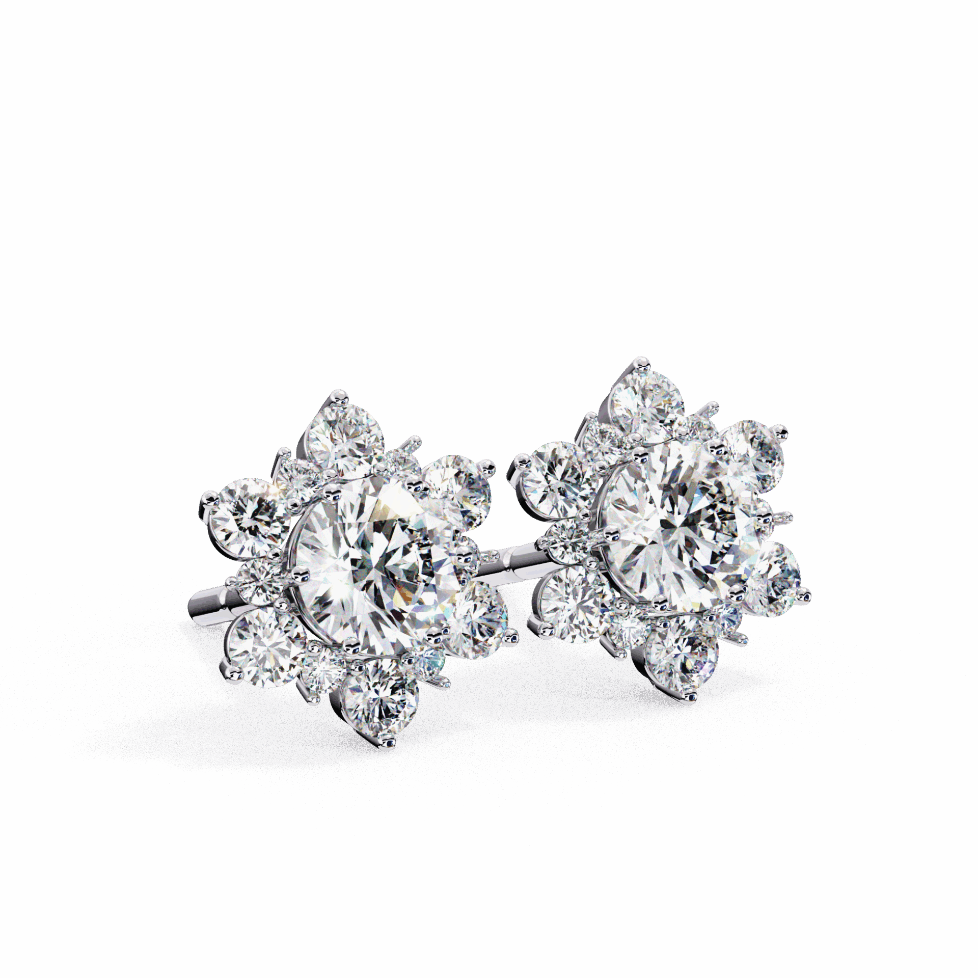 1.5 Carat Minimal Round Trio Stud Earrings in Moissanite | House of Estara