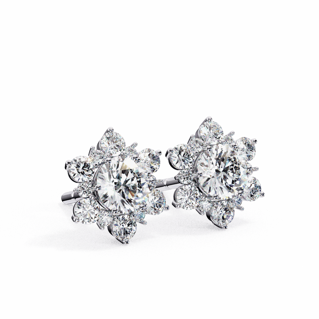 1.5 Carat Minimal Round Trio Stud Earrings in Moissanite | House of Estara