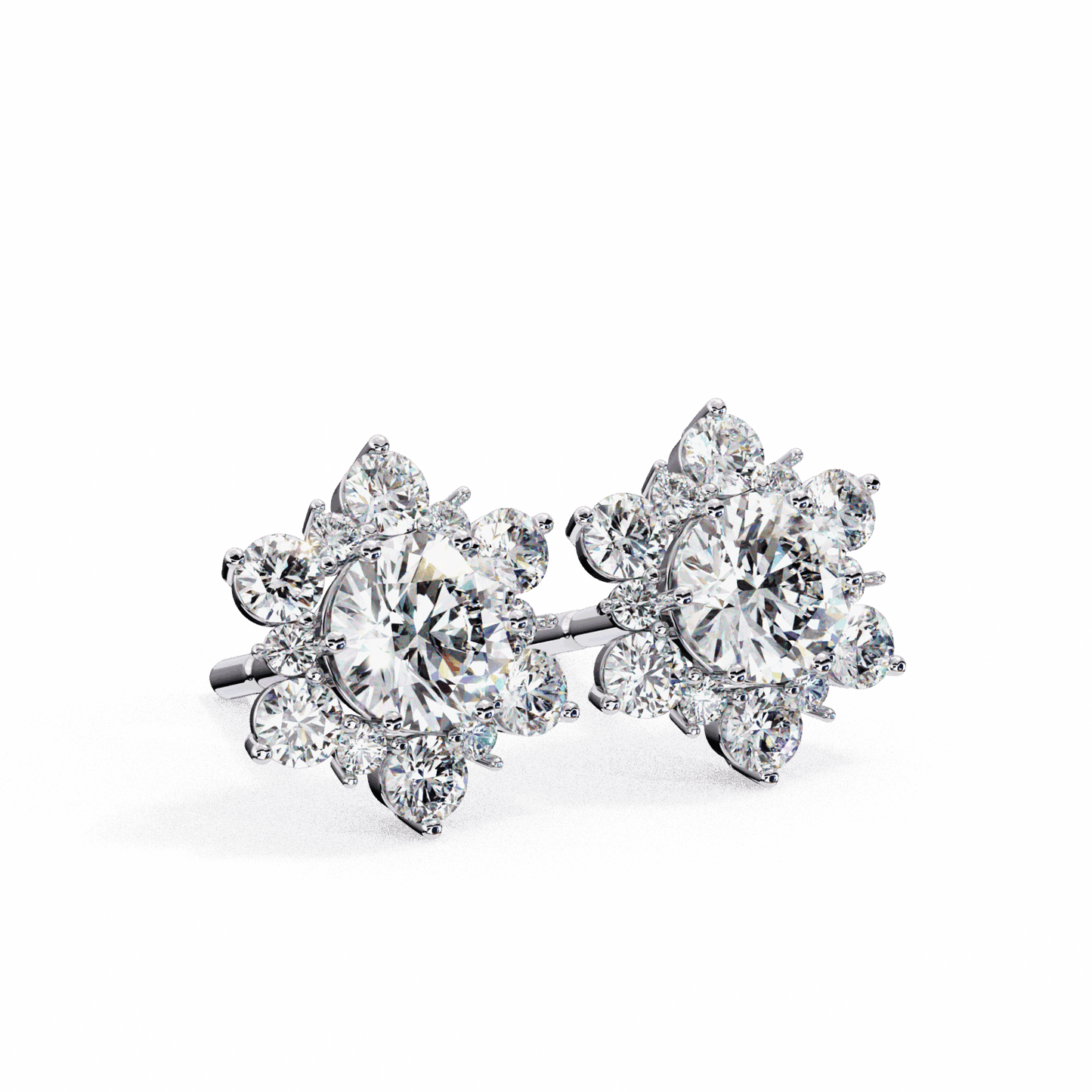 1.5 Carat Minimal Round Trio Stud Earrings in Moissanite | House of Estara