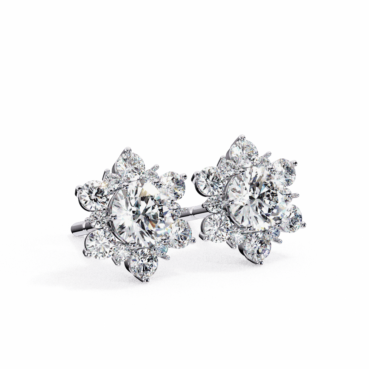 1.5 Carat Minimal Round Trio Stud Earrings in Moissanite | House of Estara