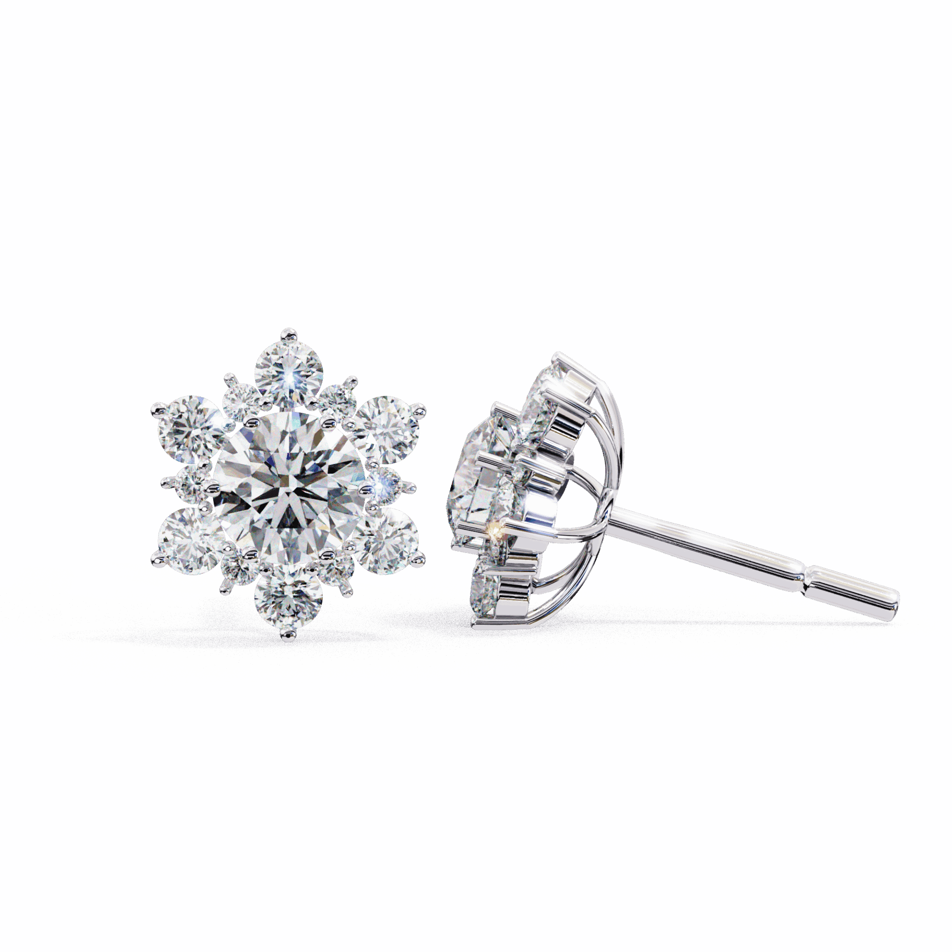 1.5 Carat Minimal Round Trio Stud Earrings in Moissanite | House of Estara