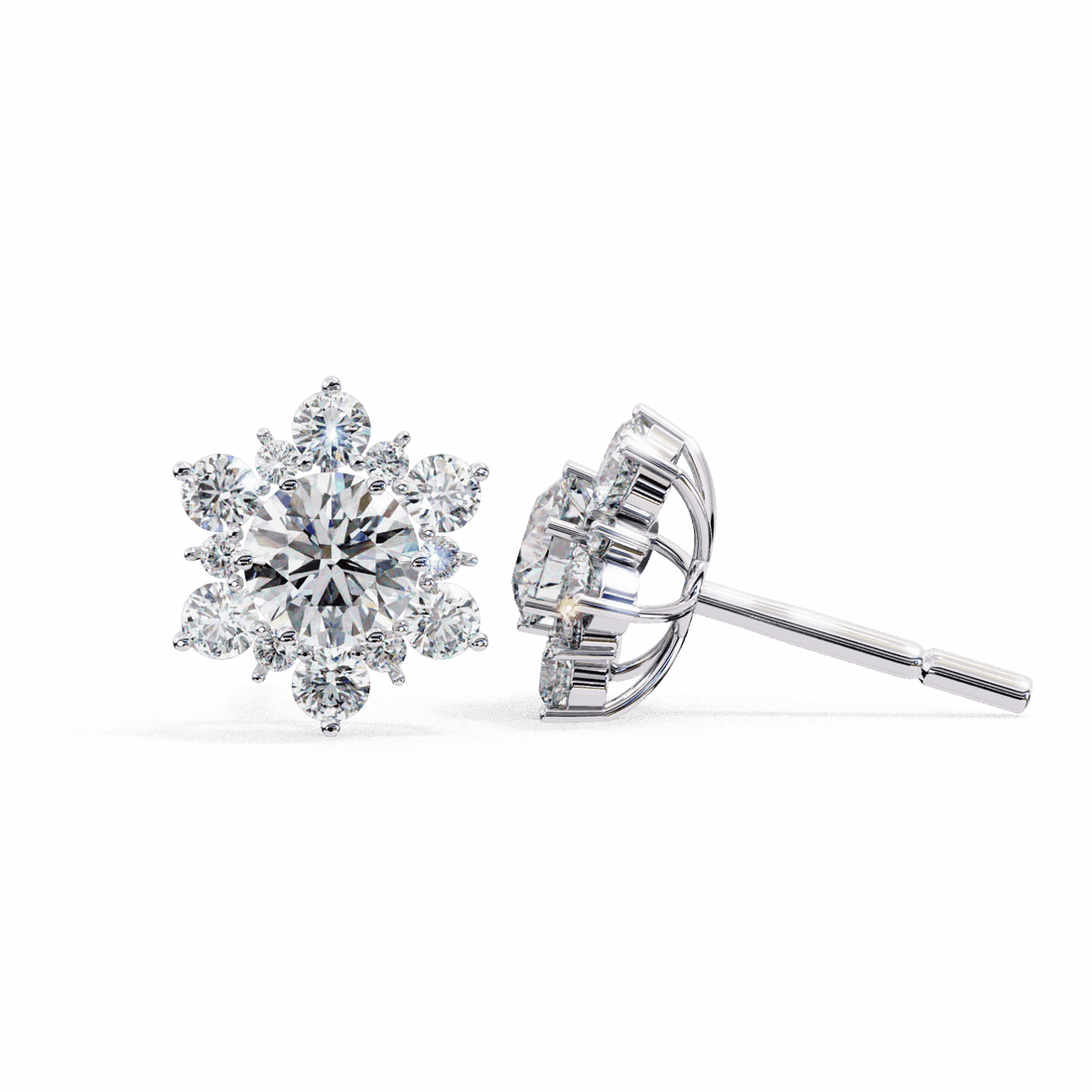 1.5 Carat Minimal Round Trio Stud Earrings in Moissanite | House of Estara
