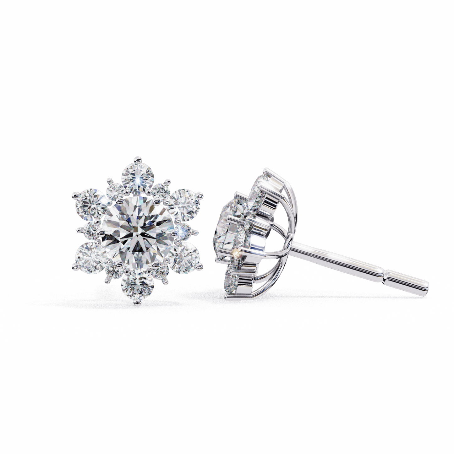 1.5 Carat Minimal Round Trio Stud Earrings in Moissanite | House of Estara