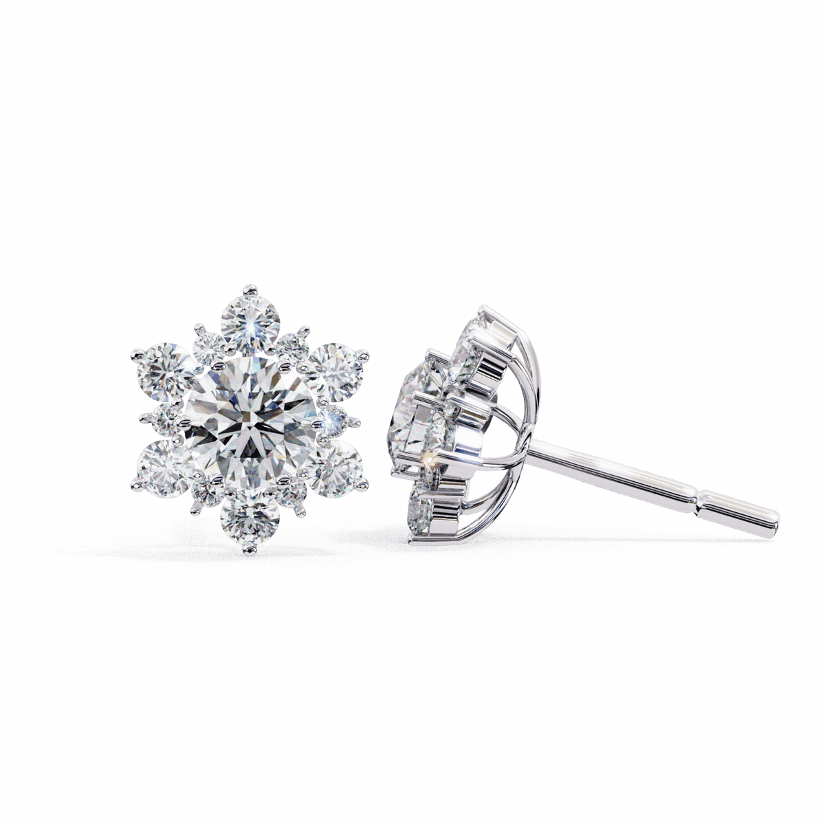 1.5 Carat Minimal Round Trio Stud Earrings in Moissanite | House of Estara