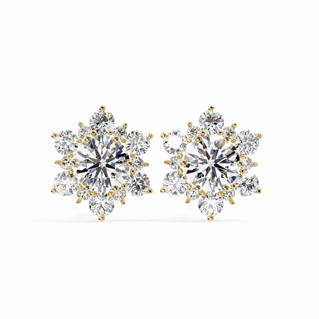 1.5 Carat Minimal Round Trio Stud Earrings in Moissanite | House of Estara