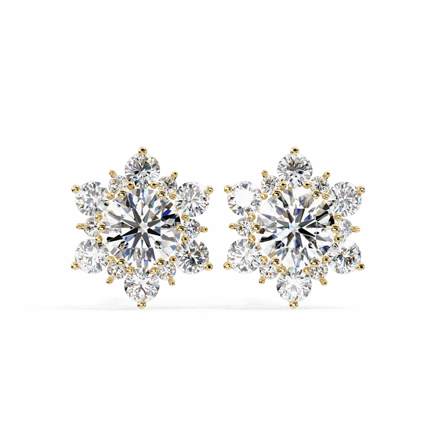 1.5 Carat Minimal Round Trio Stud Earrings in Moissanite | House of Estara