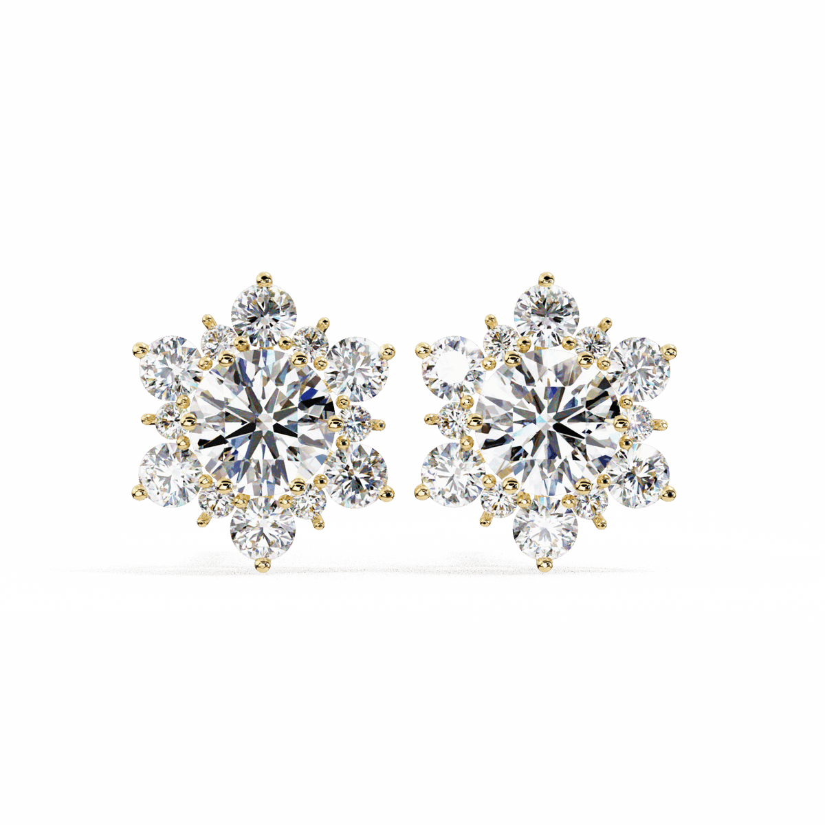 1.5 Carat Minimal Round Trio Stud Earrings in Moissanite | House of Estara