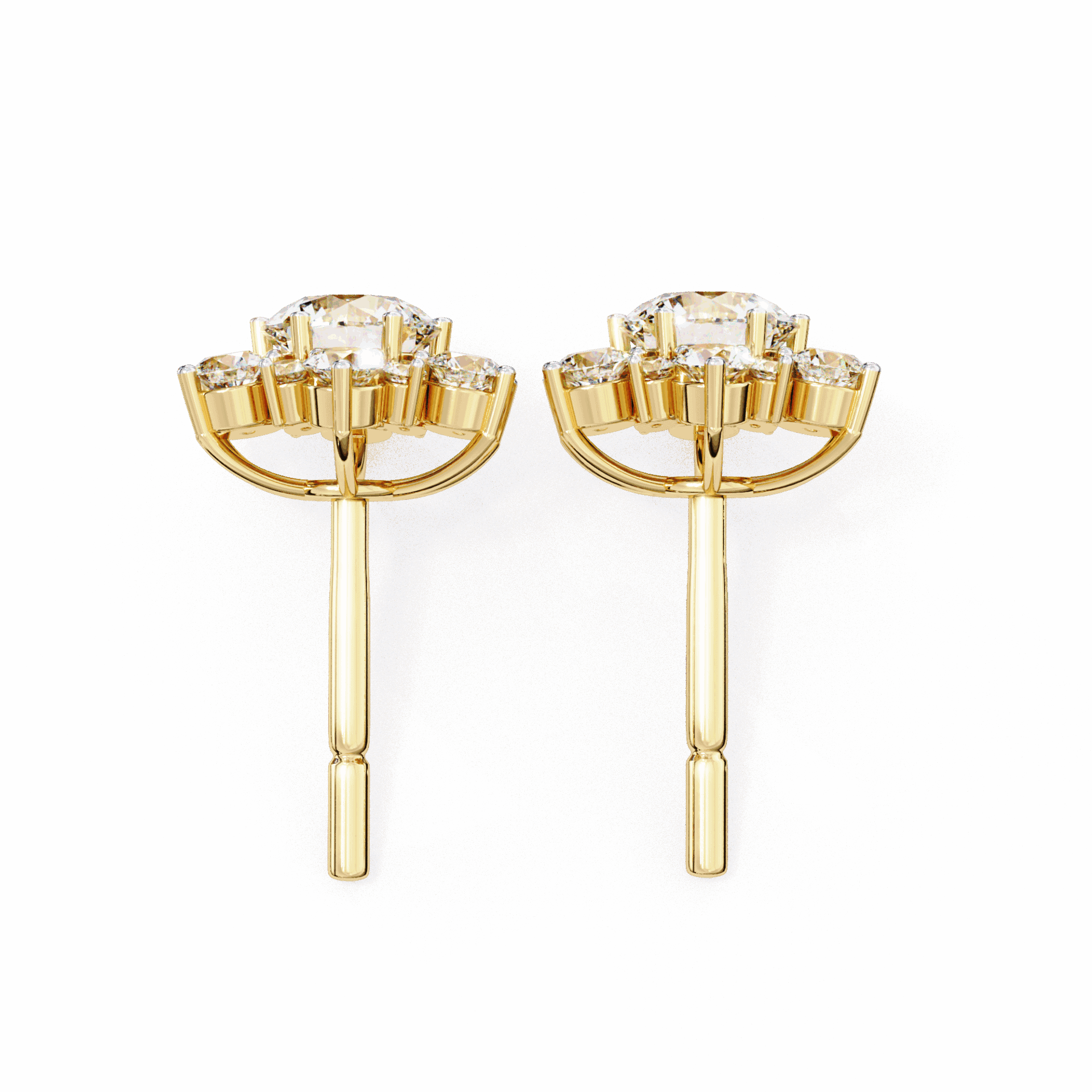1.5 Carat Minimal Round Trio Stud Earrings in Moissanite | House of Estara