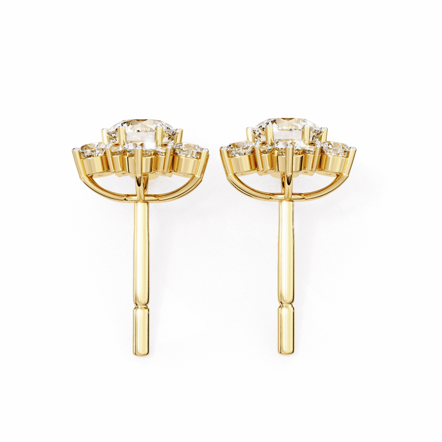 1.5 Carat Minimal Round Trio Stud Earrings in Moissanite | House of Estara