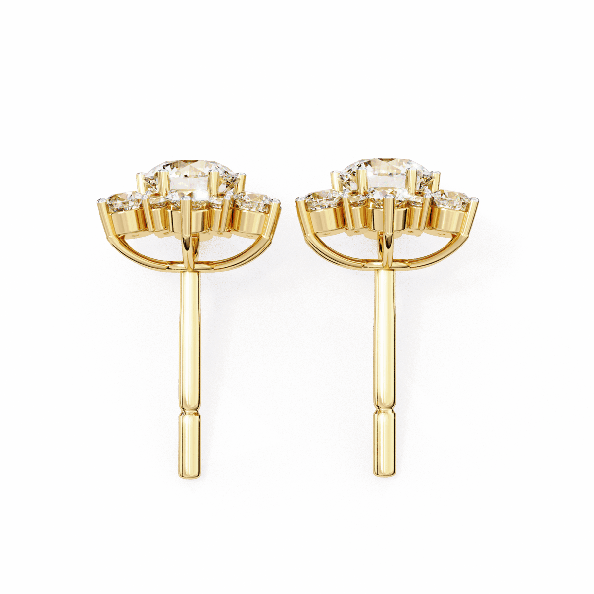 1.5 Carat Minimal Round Trio Stud Earrings in Moissanite | House of Estara