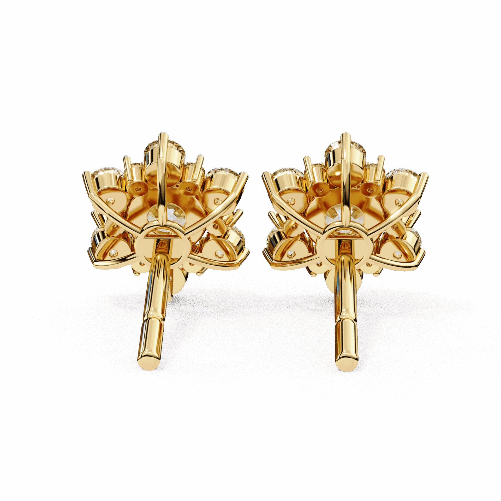 1.5 Carat Minimal Round Trio Stud Earrings in Moissanite | House of Estara