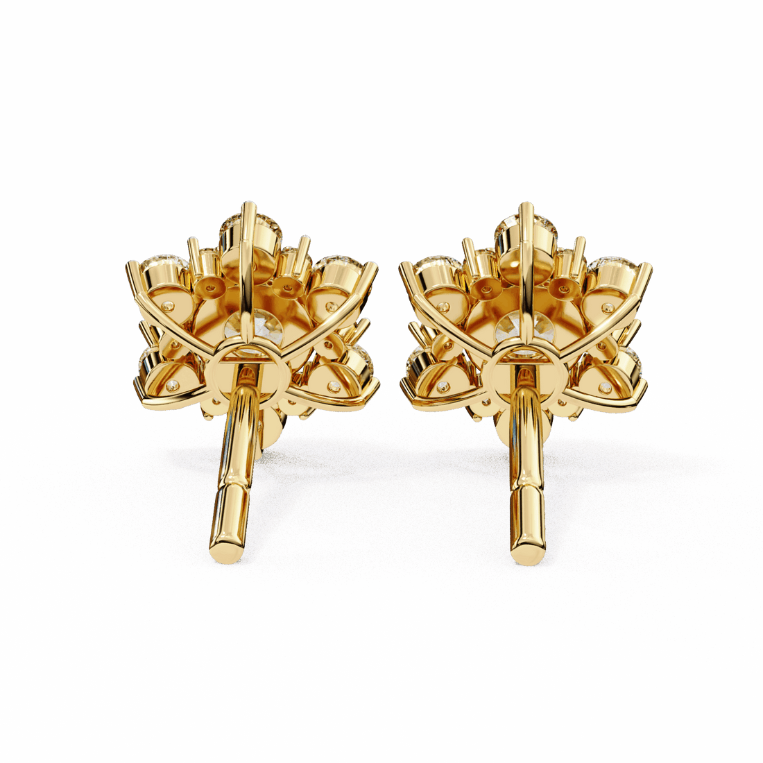 1.5 Carat Minimal Round Trio Stud Earrings in Moissanite | House of Estara