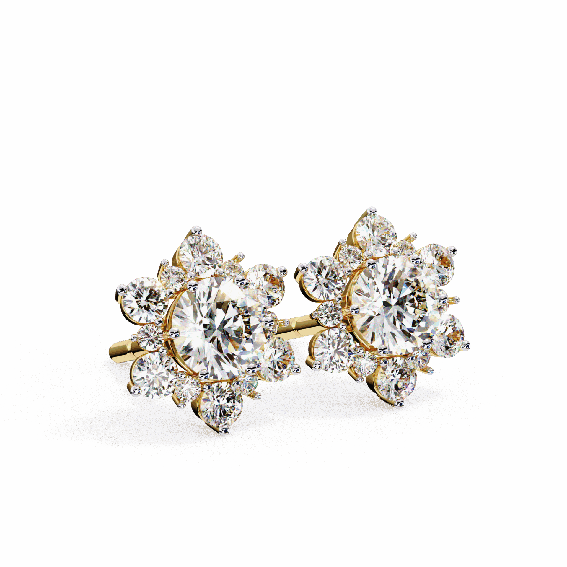 1.5 Carat Minimal Round Trio Stud Earrings in Moissanite | House of Estara