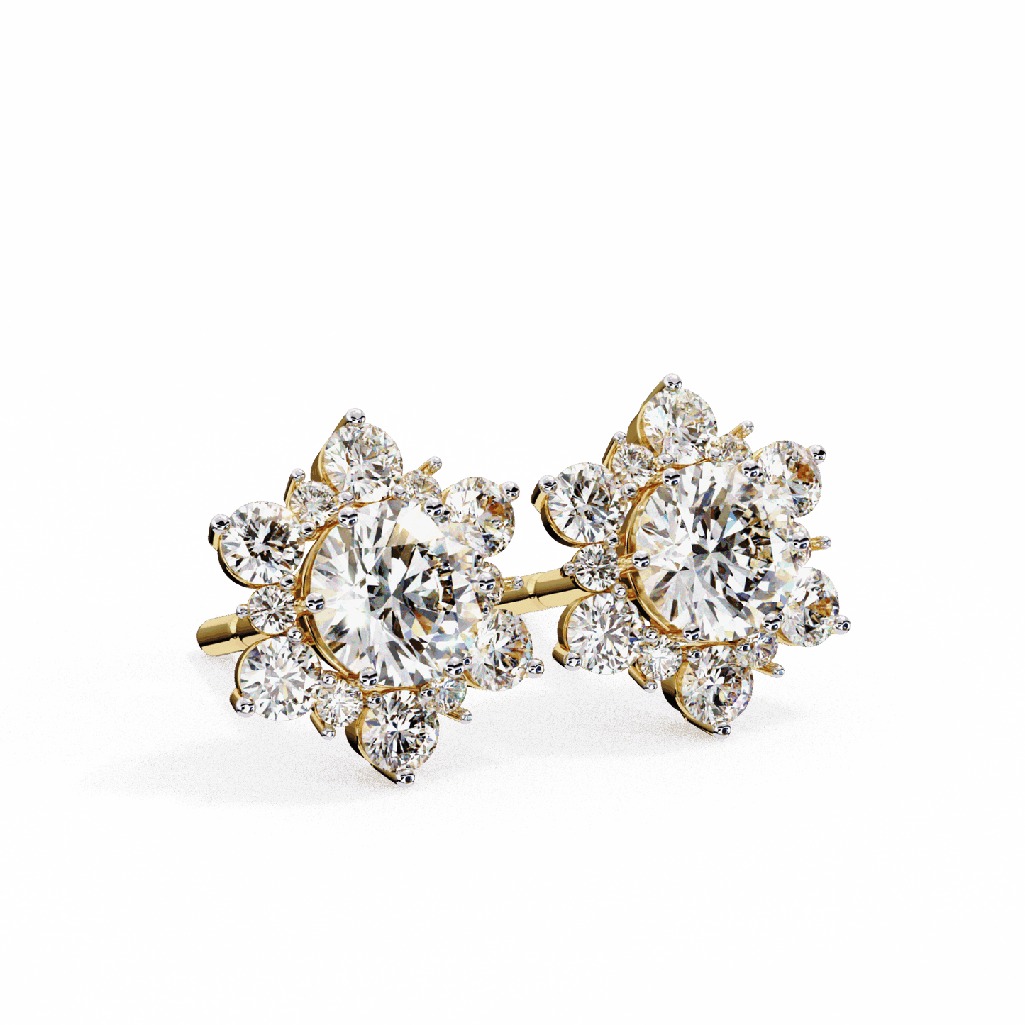 1.5 Carat Minimal Round Trio Stud Earrings in Moissanite | House of Estara
