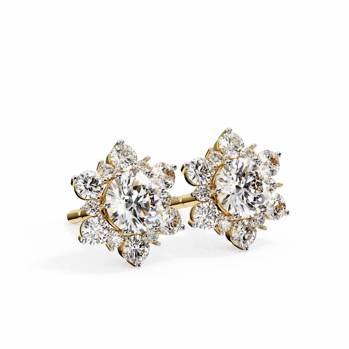 1.5 Carat Minimal Round Trio Stud Earrings in Moissanite | House of Estara