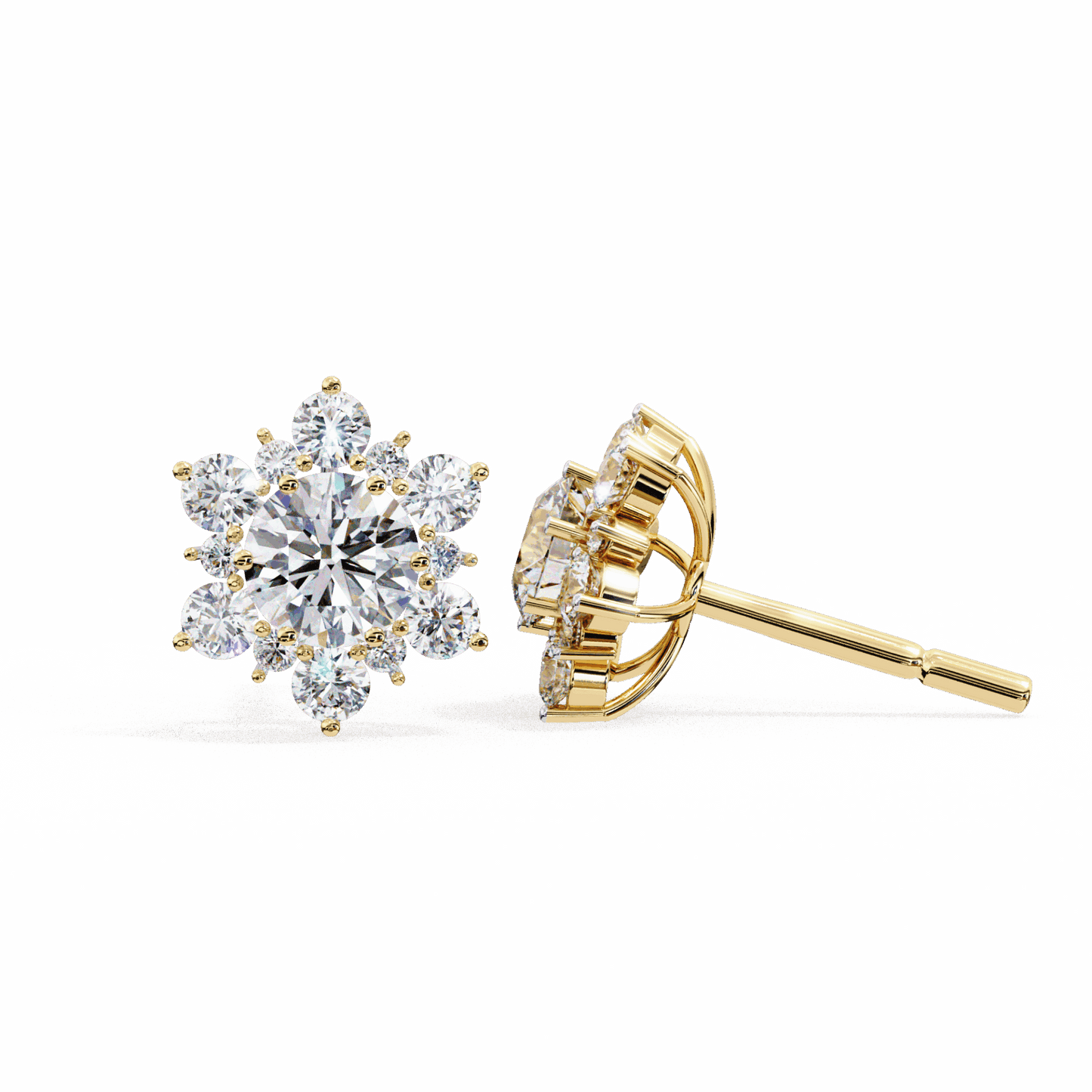 1.5 Carat Minimal Round Trio Stud Earrings in Moissanite | House of Estara