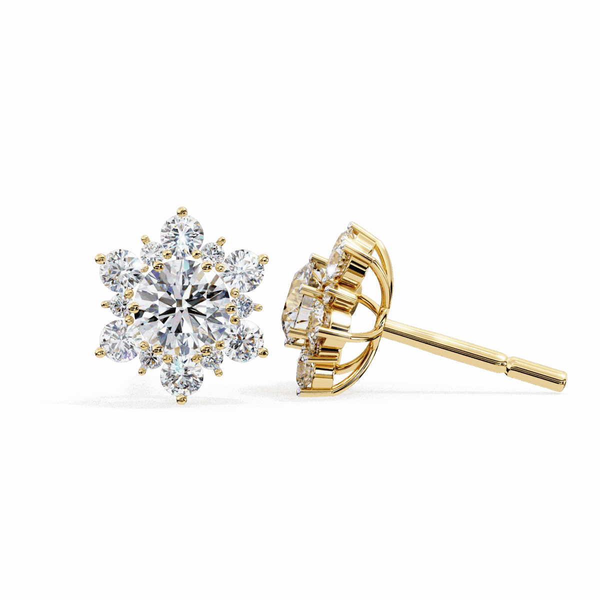 1.5 Carat Minimal Round Trio Stud Earrings in Moissanite | House of Estara