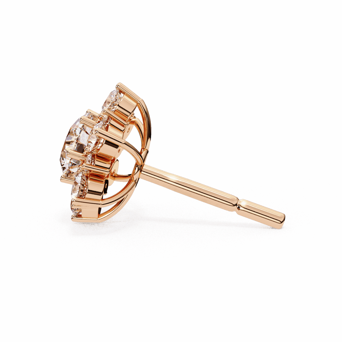 1.5 Carat Minimal Round Trio Stud Earrings in Moissanite | House of Estara