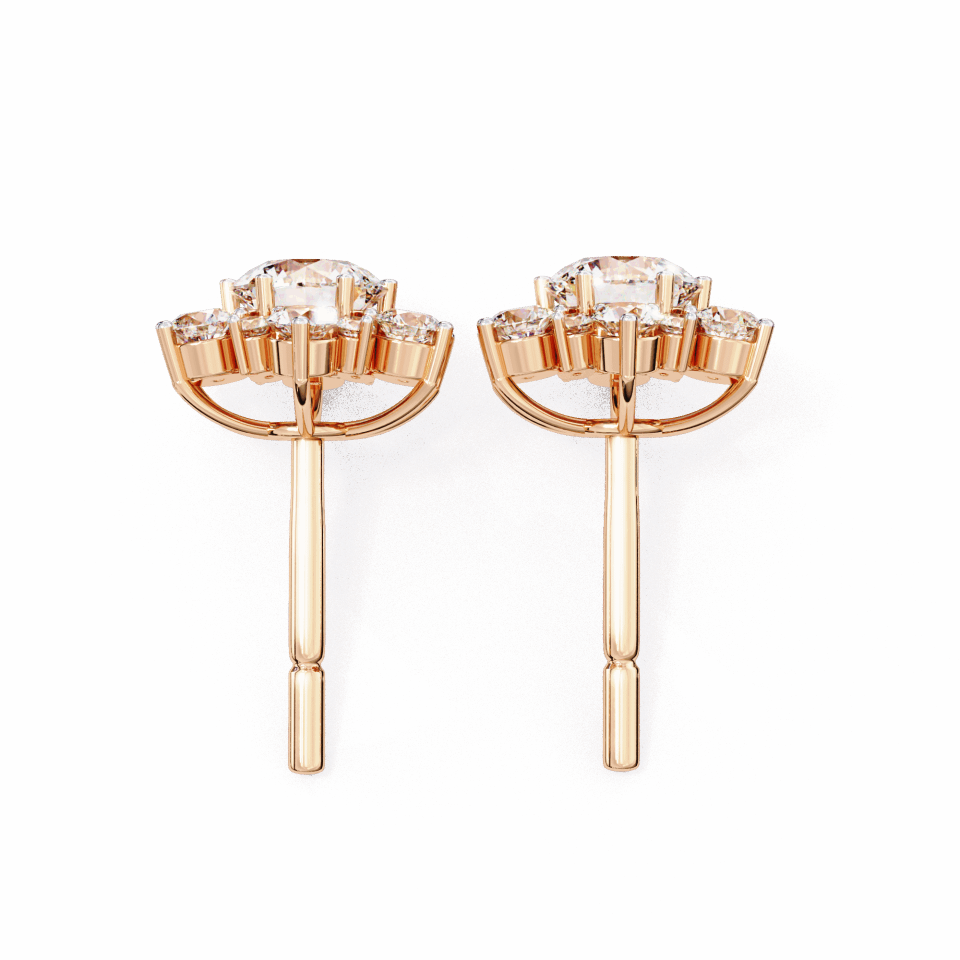 1.5 Carat Minimal Round Trio Stud Earrings in Moissanite | House of Estara