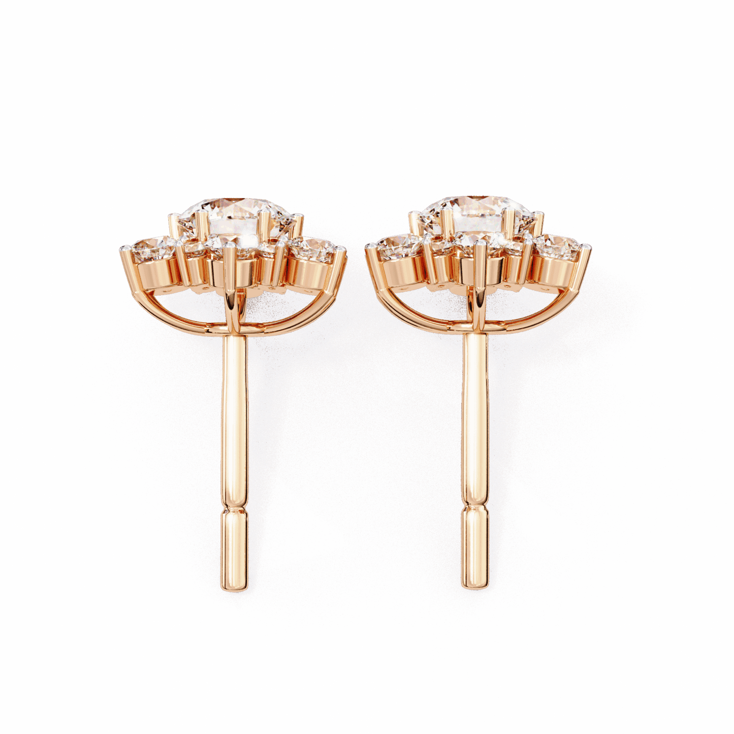 1.5 Carat Minimal Round Trio Stud Earrings in Moissanite | House of Estara