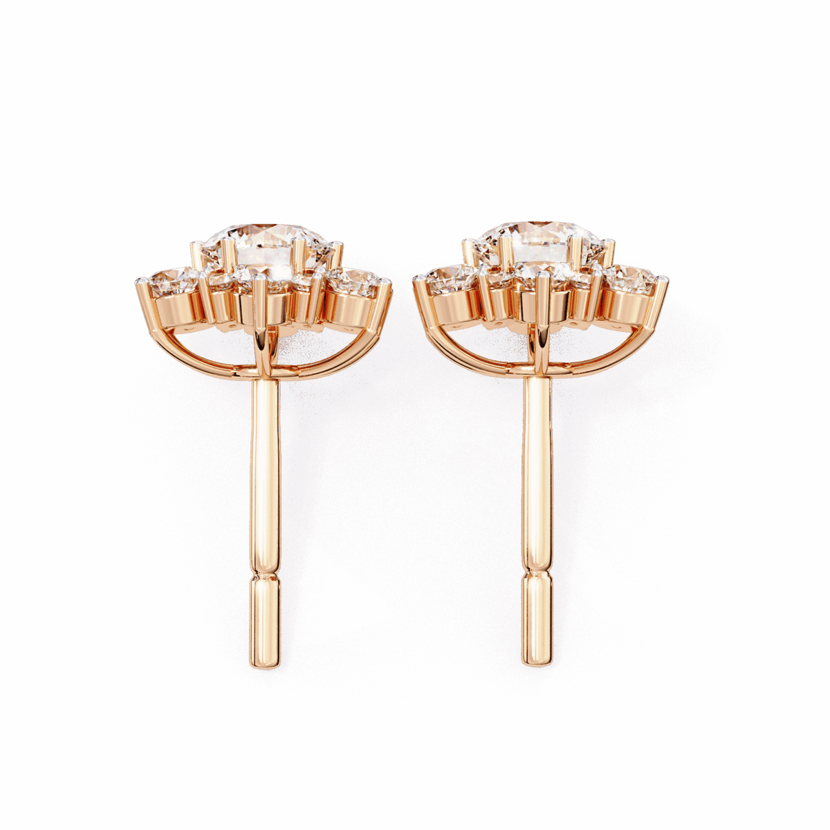 1.5 Carat Minimal Round Trio Stud Earrings in Moissanite | House of Estara