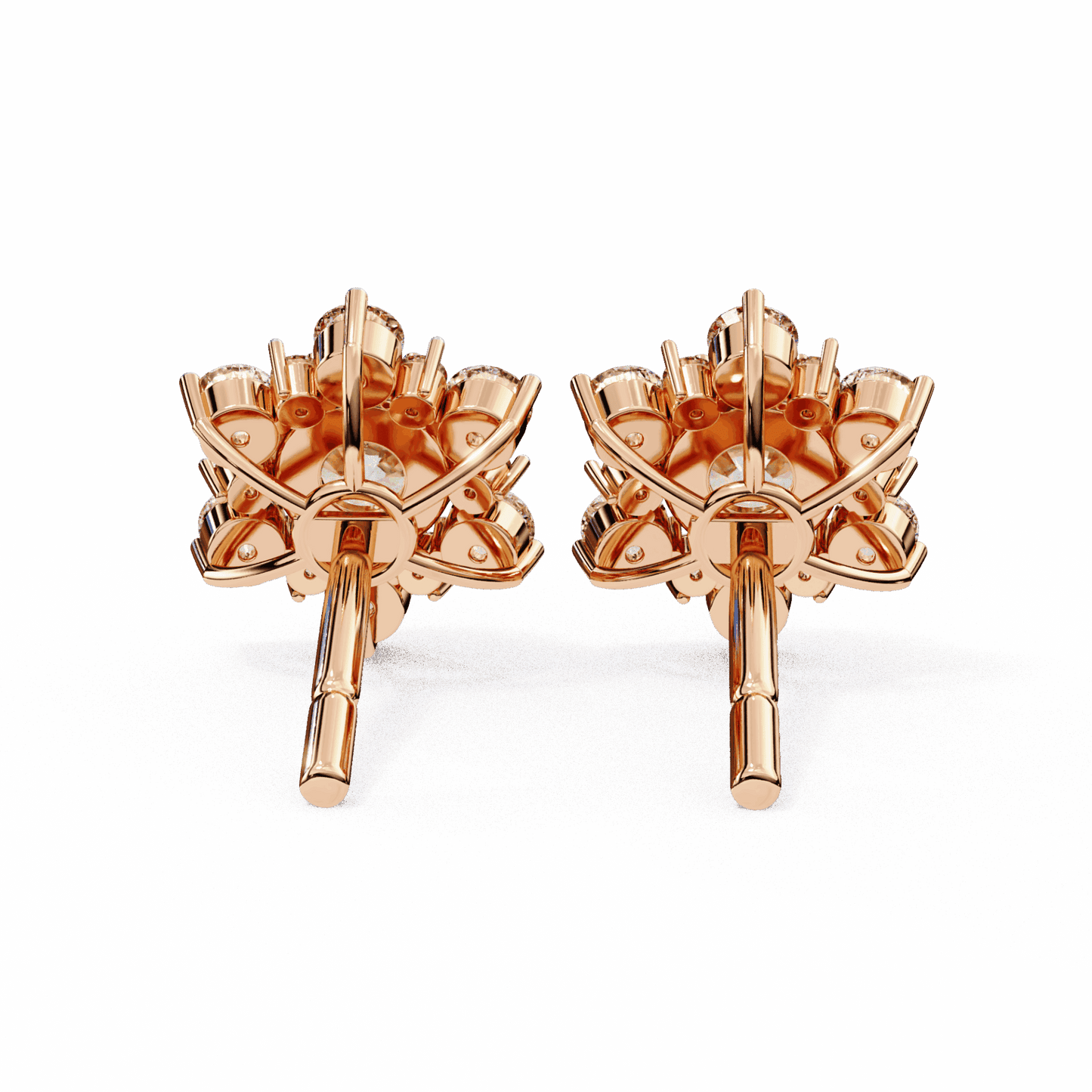 1.5 Carat Minimal Round Trio Stud Earrings in Moissanite | House of Estara