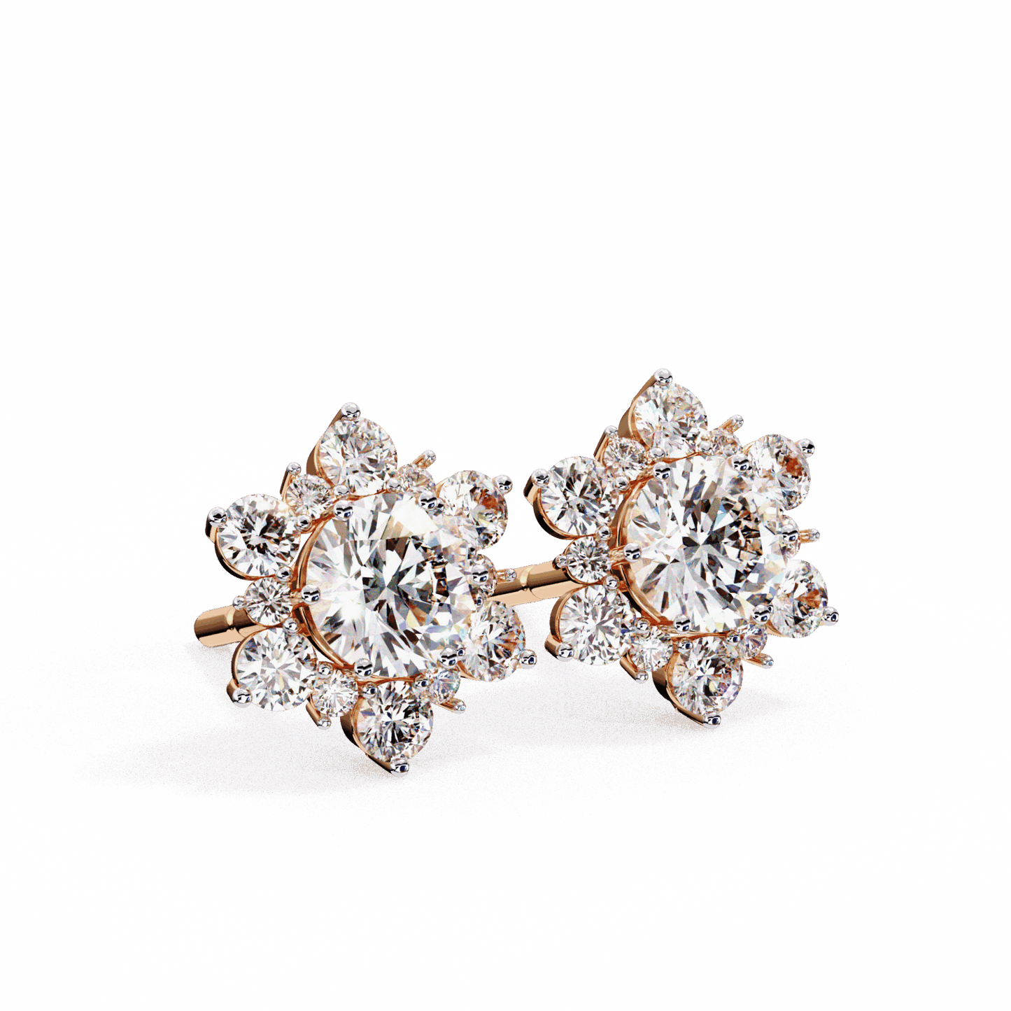 1.5 Carat Minimal Round Trio Stud Earrings in Moissanite | House of Estara