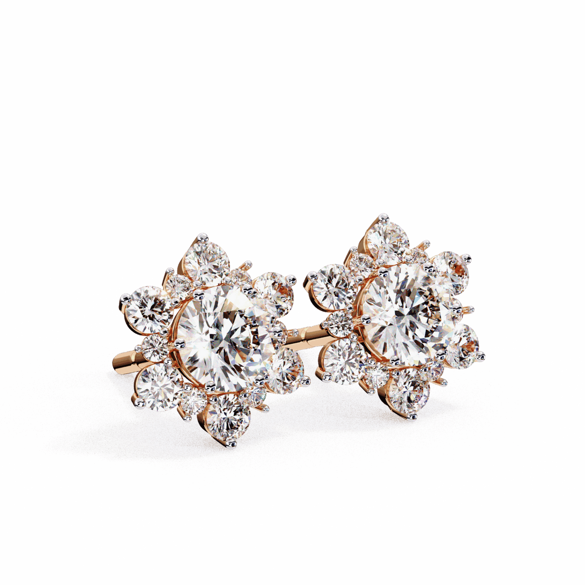 1.5 Carat Minimal Round Trio Stud Earrings in Moissanite | House of Estara