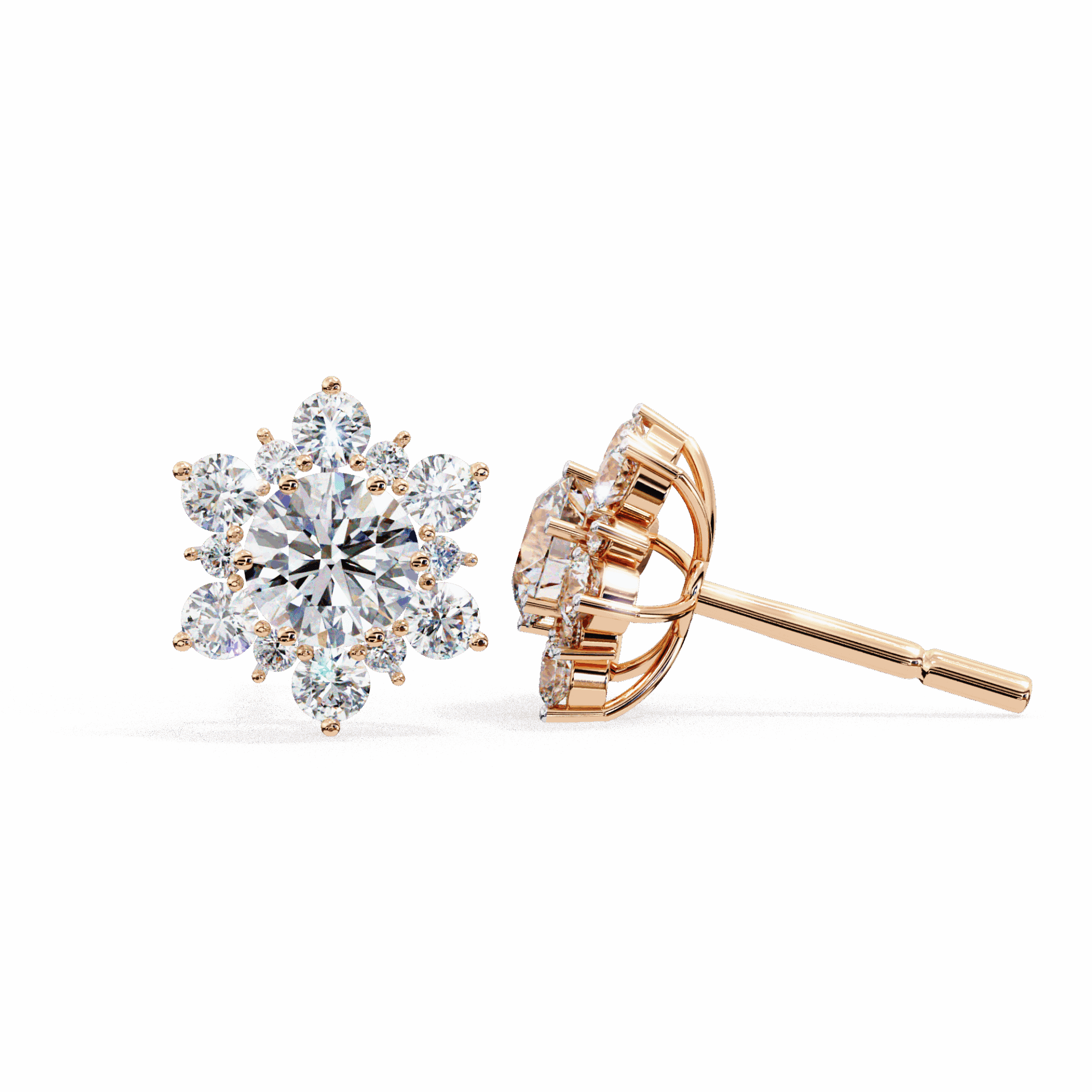 1.5 Carat Minimal Round Trio Stud Earrings in Moissanite | House of Estara